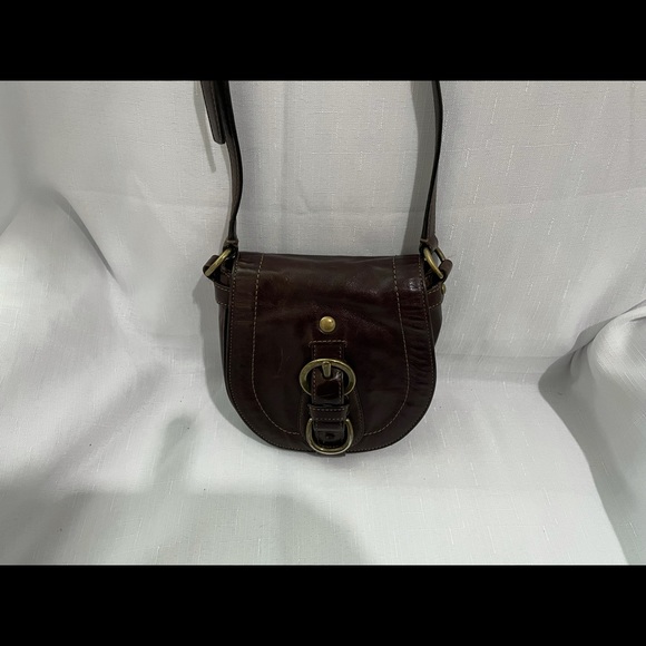 BROWN LEATHER MINI CROSSBODY - Picture 1 of 7
